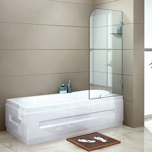 NNEDSZ 70cm Frameless Glass Bath Screen with Brackets - Chrome-0