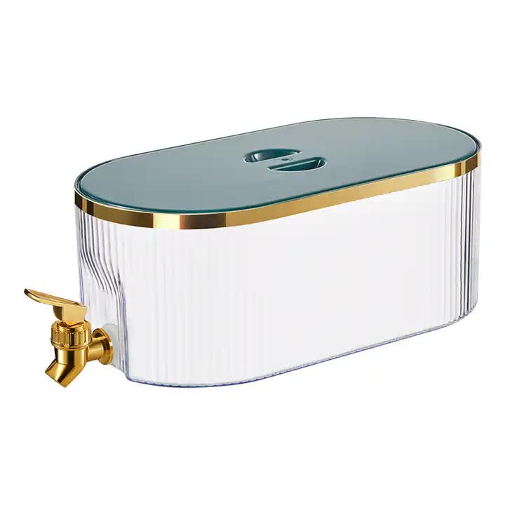 NNEDSZ Dark Green Refrigerator Cold Water Dispenser - 5.3L Fruit Tea Jug with Tap for Home Beverages-0