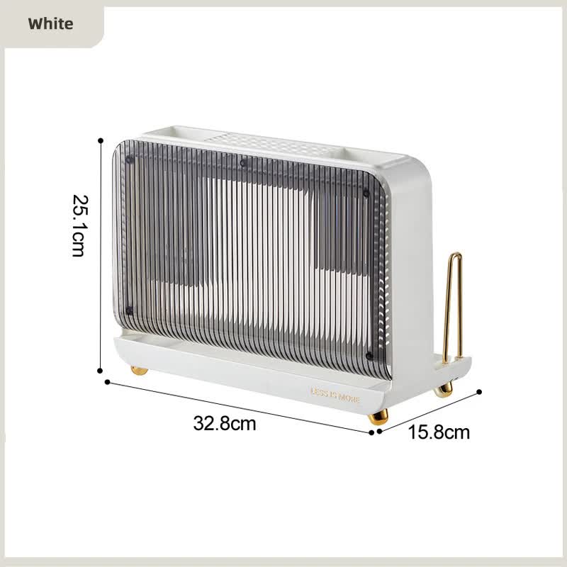 NNEDSZ White Multifunctional Kitchen Knife Holder - Integrated Storage Rack for Knives, Chopsticks, and Cutting Boards-0