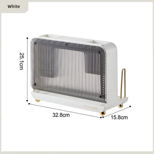 NNEDSZ White Multifunctional Kitchen Knife Holder - Integrated Storage Rack for Knives, Chopsticks, and Cutting Boards-0