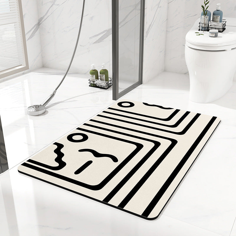NNEDSZ 2 pcs Black and white stripes Quick-Dry Absorbent Non-Slip Bath Rug for Bathroom, Kitchen & Entryway 40x60cm-0