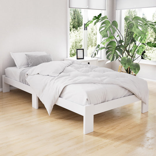 NNEDSZ Artiss Bed Frame King Single Size Wooden White JADE-0