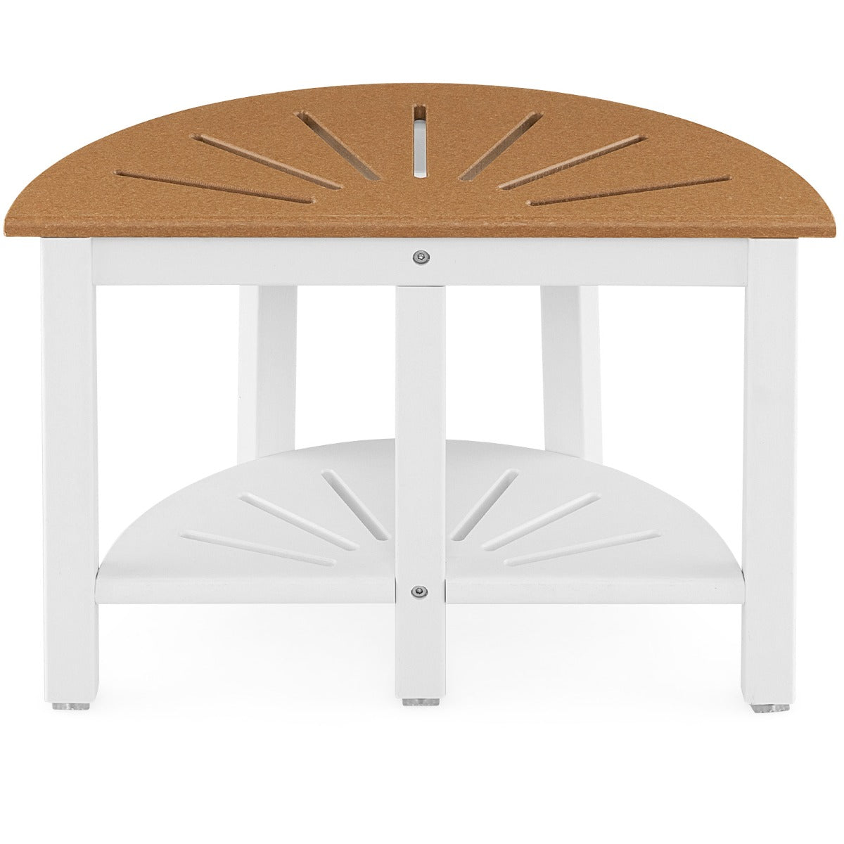 NNECW 2-Tier Shower Bench with Semicircular Seat & Storage Shelf-1