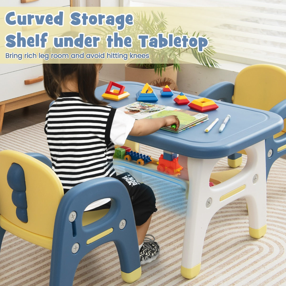NNECW Kids Table and Chairs Set with Ideal Size for Boys & Girls-4