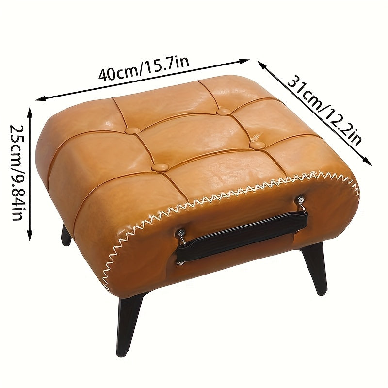 NNETM Faux Leather Shoe Changing Stool with Storage-1