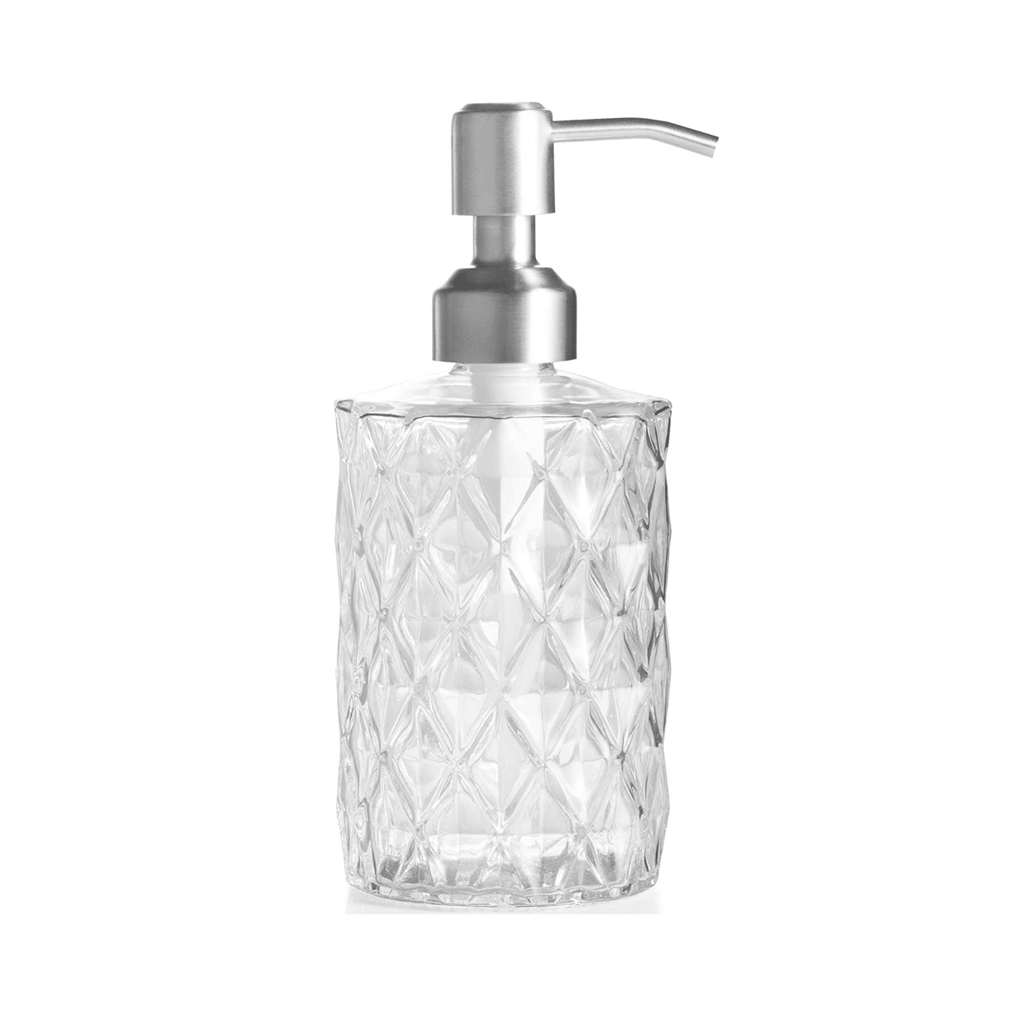 350ml Diamond White Glass Soap Dispenser with 304 Stainless Steel Pump