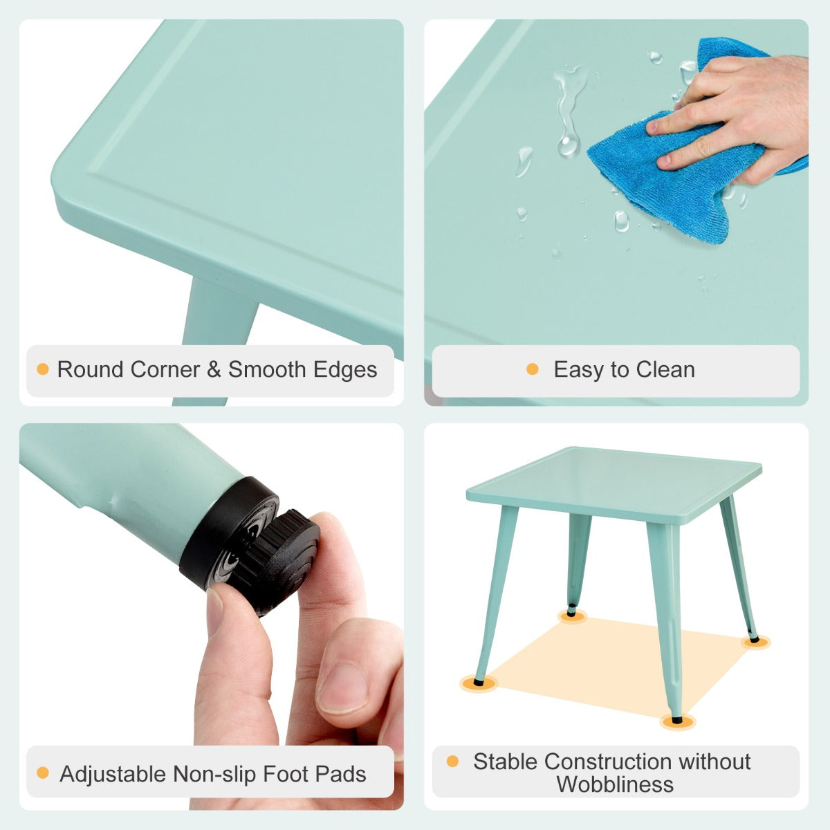 NNECW Kid’s Table and Chair Set with Adjustable Foot Pads-4