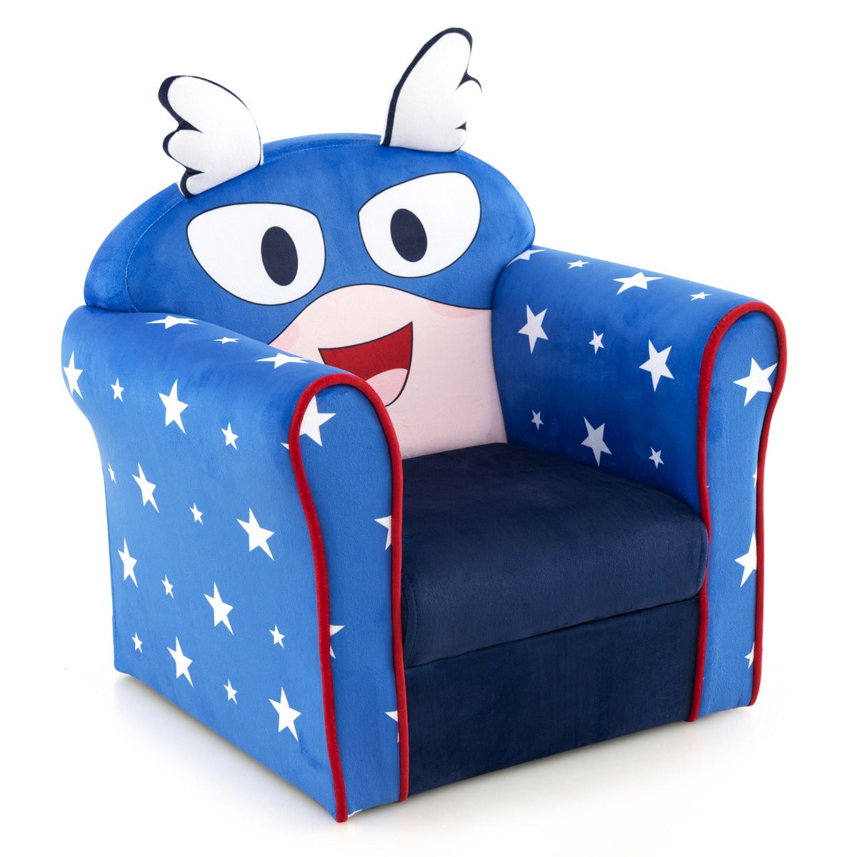 NNECW Kids Upholstered Armchair with Cute Cartoon Pattern for 0-5 Years-Navy-1