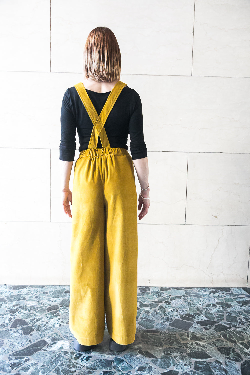 Elasticated waist wide pants with braces-4