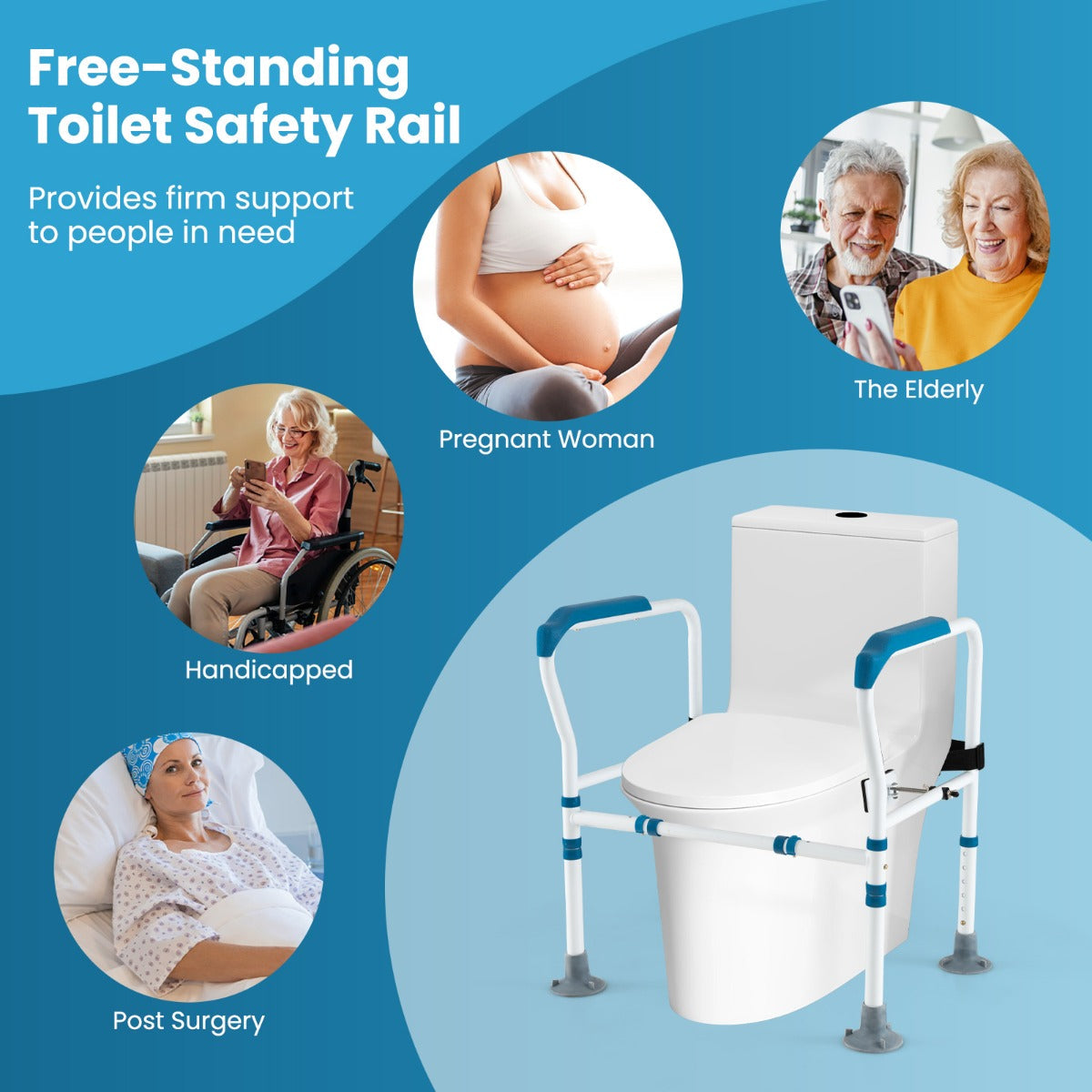 NNECW Toilet Safety Rail with Adjustable Height for Elderly-4