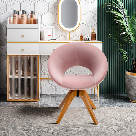 NNECW Mid Century Swivel Accent Chair with Oversized Upholstered Seat for Living Room/Office/ Bedroom-Pink-0