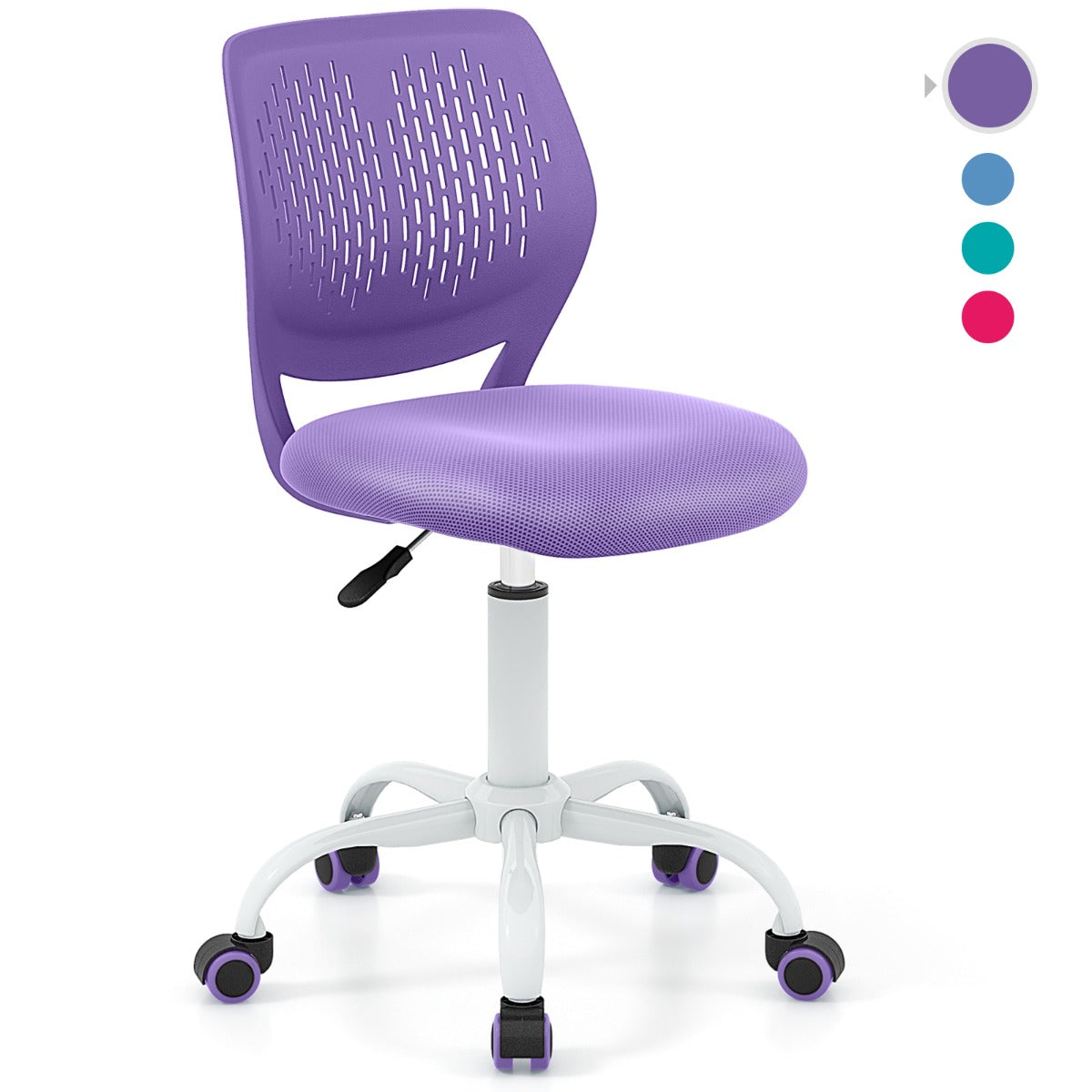 NNECW Adjustable Mid Back Children Study Chair with Adjustable Height for Office-Purple-1