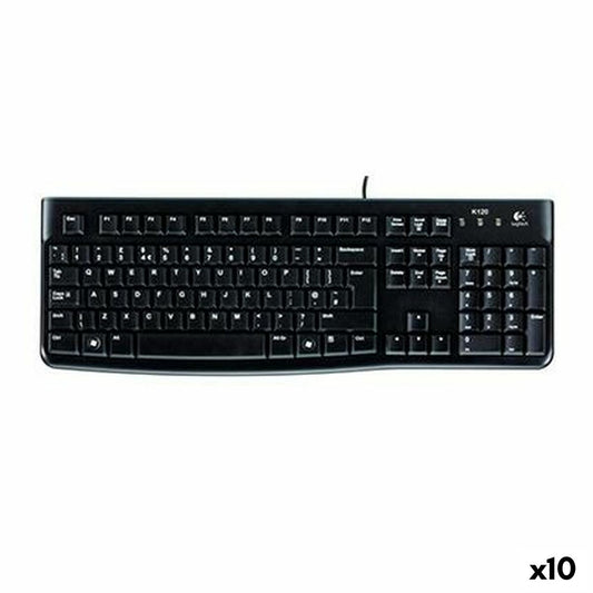 Keyboard Logitech K120 Black Spanish Qwerty (10 Units)-0