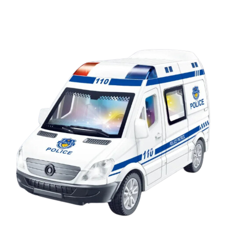 NNEOBA Police Inertia Pull-back Car Toy with Lights & Sound-0