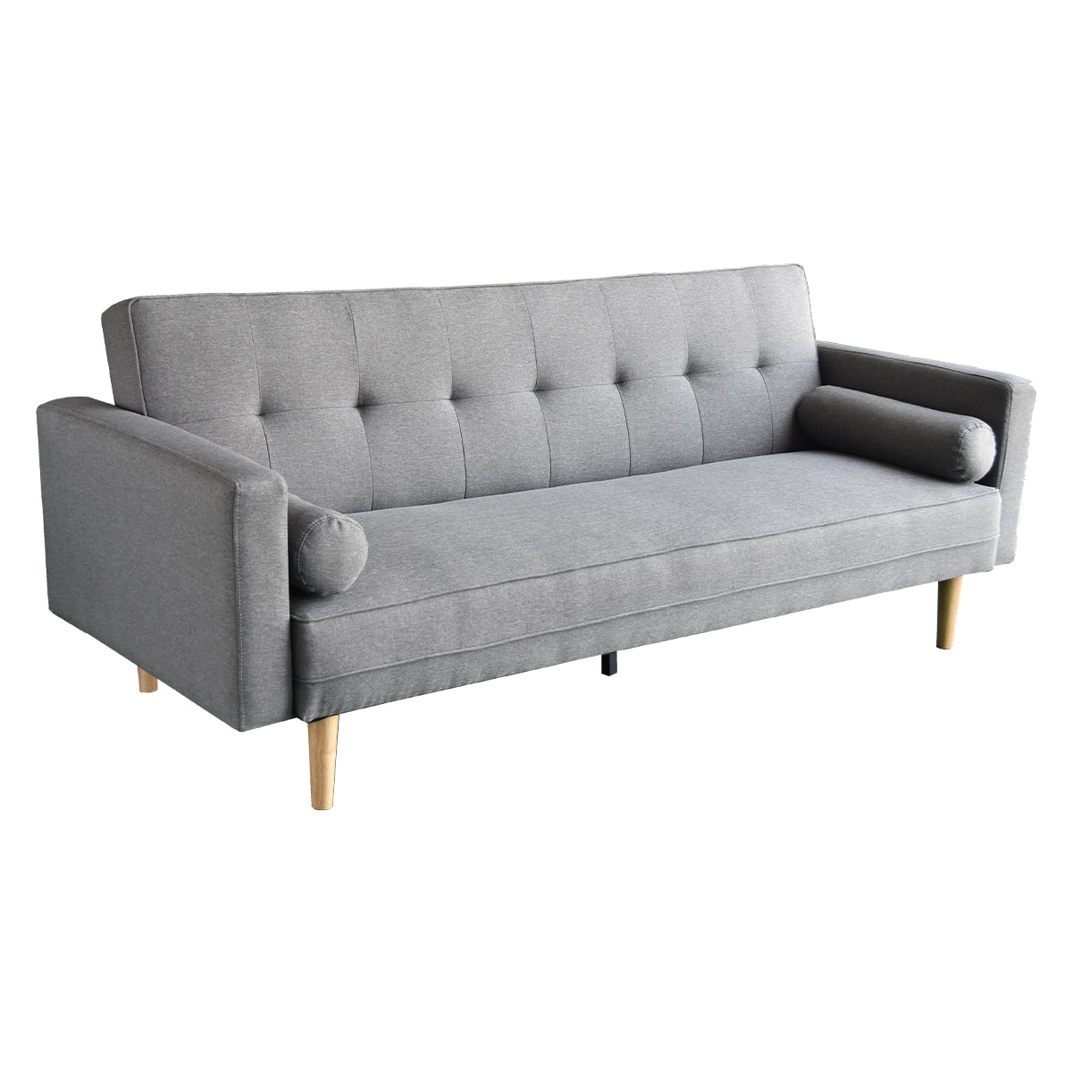 NNEDPE Sarantino 3 Seater Linen Sofa Bed Couch with Pillows - Light Grey-0