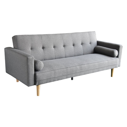 NNEDPE Sarantino 3 Seater Linen Sofa Bed Couch with Pillows - Light Grey-0