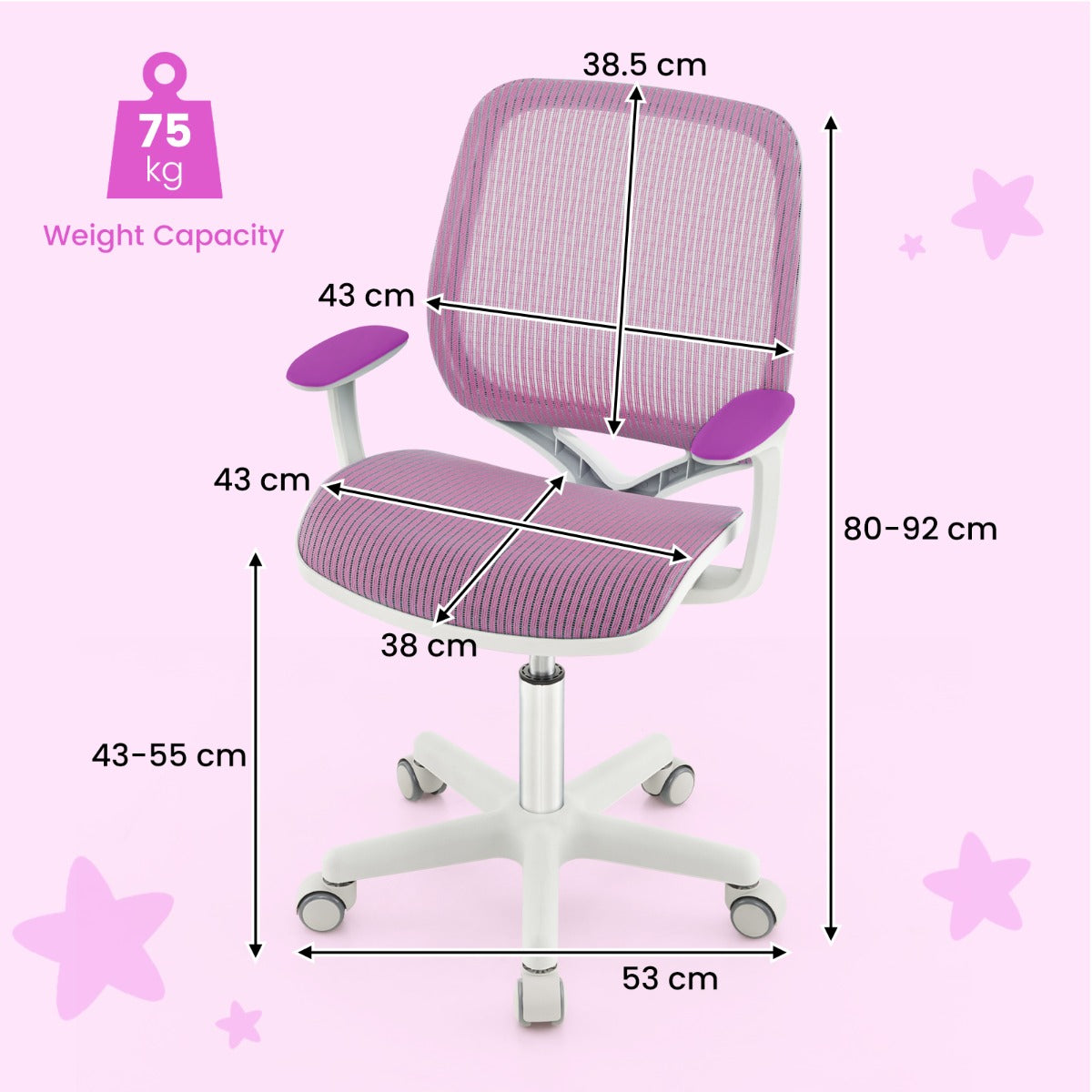 NNECW Kids Swivel Mesh Children Computer Chair with Adjustable Height-purple-3