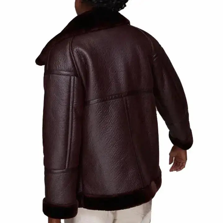 Women’s Dark Maroon Faux Fur Biker Jacket-1